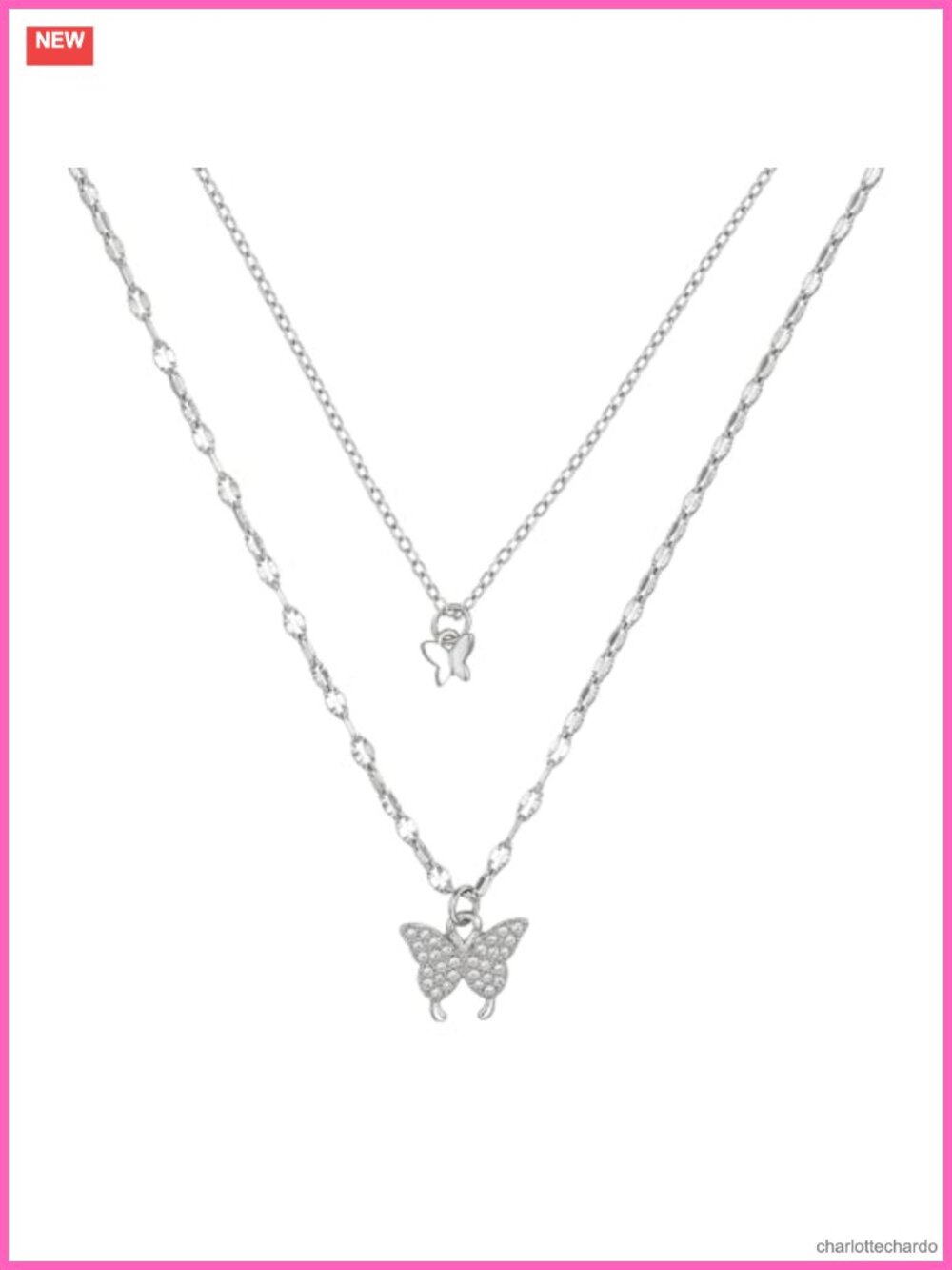 Layered Butterfly Necklace Titanium Steel Adjustable Women's Jewelry Gift